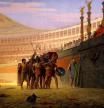 'Ave Caesar Morituri te Salutant', por Jean-Léon Gérôme (1859), donde se muestra a un grupo de gladiadores que saluda al emperador Vitelio.