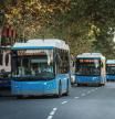 Tres autobuses públicos en Madrid