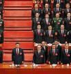 FILE - Chinese President Xi Jinping, front row center, and his cadres sing the Communist song during the closing ceremony for the 19th Party Congress held at the Great Hall of the People in Beijing on Oct. 24, 2017. China's long-ruling Communist Party on Tuesday, Aug. 30, 2022, set October 16 for its 20th party congress, at which leader Xi is expected to be given a third five-year term. (AP Photo/Ng Han Guan, File)