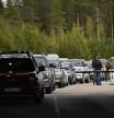 colas de coches en la frontera entre Rusia y Finlandia, cerca de Vaalimaa