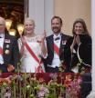 King Harald,Crownprincess Mette-Marit,Crownprince Haakon and Princess Marta Louise during act 
