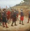 'Los 13 de la Isla del Gallo'. Óleo de Juan B. Lepiani, que representa a Francisco Pizarro en la isla del Gallo.