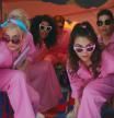 This image released by Warner Bros. Pictures shows Margot Robbie, from left, Alexandra Shipp, Michael Cera, Ariana Greenblatt and America Ferrera in a scene from 