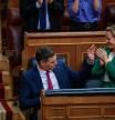 Pedro Sánchez y Nadia Calviño durante el debate de investidura