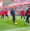 El técnico del Girona, Míchel Sánchez, dirigiendo el entrenamiento a puertas abiertas del equipo en Montilivi que contó con más de 4.500 aficionados