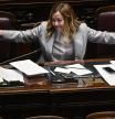 Rome (Italy), 20/03/2024.- Italian Prime Minister Giorgia Meloni gestures during a session in the Chamber of Deputies, as she reports to the Lower House ahead of the European Council meeting, Rome, Italy, 20 March 2024. The European Council meeting takes place in Brussels on 21 and 22 March. (Italia, Bruselas, Roma) EFE/EPA/RICCARDO ANTIMIANI