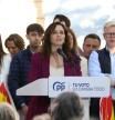La presidenta de la Comunidad de Madrid, Isabel Díaz Ayuso, en un acto de campaña del PPC en Barcelona