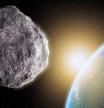 Representación de un asteroide durante un paso cercano, como el que podría llevar al objeto 2024 YR4 a chocar contra la Tierra el 22 de diciembre de 2032