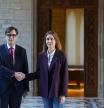 El presidente de la Generalitat, Salvador Illa, y la presidenta de los Comuns en el Parlament, Jéssica Albiach, se reúnen en el Palau de la Generalitat tras el acuerdo sobre el modelo de financiación