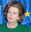 Margaret Thatcher interviene ante la Comunidad Económica Europea en 1989