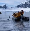 Un pingüino se salva de ser devorado por una orca saltando a un bote de unos turistas