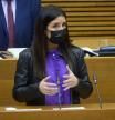 La portavoz adjunta de Ciudadanos Ruth Merino, en la tribuna de las Cortes Valencianas.