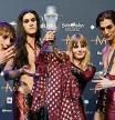 Maneskin of Italy pose with the trophy following a news conference after winning the 2021 Eurovision Song Contest, in Rotterdam, Netherlands, May 23, 2021. REUTERS/Piroschka van de Wouw TPX IMAGES OF THE DAY