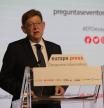 Una imagen de la intervención de Ximo Puig, presidente de la Generalitat Valenciana, en los desayunos informativos de Europa Press