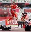 Eusebio Cáceres, durante la final de longitud, este lunes en Tokio 2020