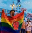 Manifestacion contra homofobia en la puerta del Sol Madrid