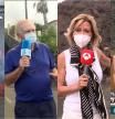 Reporteros y presentadores, al borde de la lava del volcán de La Palma
