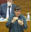 La portavoz de Podem, Pilar Lima, durante su intervención en el Parlamento valenciano.