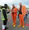 Soccer Football - World Cup - UEFA Qualifiers - Group G - Netherlands v Gibraltar - Feyenoord Stadium, Rotterdam, Netherlands - October 11, 2021 Fans have their coronavirus disease (COVID-19) vaccination certificate checked by a steward outside the stadium before the match REUTERS/Eva Plevier