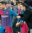 foto XAVIER CERVERA 20/11/2021 (Xavi da indicaciones dsd la banda a Coutinho) partido de liga LFP entre el FCBarcelona y el RCD Espanyol de Barcelona en el Camp Nou ;en el estreno como entrenador del primer equipo de Xavi Hernandez (el ex jugador egarense)
