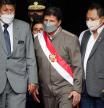El presidente de Perú, Pedro Castillo, ayer a la salida del Congreso