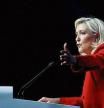 FILE PHOTO: Marine Le Pen, French far-right National Rally (Rassemblement National) party candidate for the 2022 French presidential election, speaks during a campaign meeting in Avignon, France, April 14, 2022. REUTERS/Christian Hartmann/File Photo