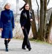 Swedish Prime Minister Magdalena Andersson (L) and Finnish Prime Minister Sanna Marin walk prior to a meeting on whether to seek NATO membership in Stockholm, Sweden, on April 13, 2022. - Rattled by Russia's invasion of Ukraine, Finland will kickstart a debate that could lead to seeking NATO membership, a move that would infuriate Moscow. (Photo by Paul WENNERHOLM / TT News Agency / AFP) / Sweden OUT