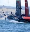 Emirates Team New Zealand (R) competes against Luna Rossa Prada Pirelli on day five, race seven of the 36th America's Cup in Auckland on March 15, 2021. (Photo by Gilles Martin-Raget / AFP)