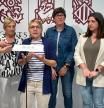 Las tres portavoces de los grupos que sustentan al Botànic junto a la negociadora de EU, Estefanía Blanes.