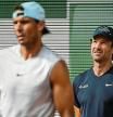 Rafael NADAL of Spain and his coach Carlos MOYA during a training session of Roland-Garros 2022, French Open 2022, Grand Slam tennis tournament on May 18, 2022 at the Roland-Garros stadium in Paris, France - Photo Matthieu Mirville / DPPI AFP7 18/05/2022 ONLY FOR USE IN SPAIN