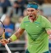 PARIS, FRANCE - JUNE 03: Rafael Nadal of Spain celebrates against Alexander Zverev of Germany during the Men's Singles Semi Final match on Day 13 of The 2022 French Open at Roland Garros on June 03, 2022 in Paris, France (Photo by Clive Brunskill/Getty Images)