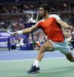 Carlos Alcaraz, durante su partido ante Casper Ruud, este domingo en Nueva York