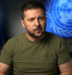 El presidente de Ucrania, Volodimir Zelenski, durante la intervención ante la Asamblea General de la ONU por videoconferencia desde Kyiv