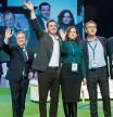 GRANADA, 19/11/2021.- (I-D) Los presidentes de Murcia, Fernando López Miras, de Ceuta, Juan Jesús Vivas, de Andalucia, Juan Manuel Moreno Bonilla, de la comunidad de Madrid, Isabel Díaz Ayuso, de Galicia, Alberto Núñez Feijoo y de Castilla y León, Alfonso Fernández Mañueco, durante el 16 Congreso Autonómico del PP andaluz que ha comenzado hoy viernes en Granada.- EFE/Miguel Ángel Molina.