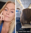 Muestra la extrema comodidad de la pasajera de avión que tiene delante: “Ojalá fuese un montaje”