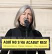 La presidenta de l'ANC, Dolors Feliu, durant la roda de premsa de presentació de la concentració contra la cimera.