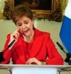 Nicola Sturgeon durante su conferencia de prensa esta mañana