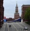 Una imagen de la plaza Roja de Moscú, cerrada para la preparación del desfile del 9 de Mayo