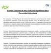 Acuerdo conjunto de PP y Vox para gobernar en Valencia