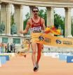 BUDAPEST, HUNGARY - AUGUST 19: Alvaro Martin of Team Spain crosses the finish line to win the Men's 20km Race Walk Final during day one of the World Athletics Championships Budapest 2023 at National Athletics Centre on August 19, 2023 in Budapest, Hungary. (Photo by Michael Steele/Getty Images)