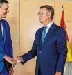Reunion entre Pedro Sanchez y Alberto Nuñez Feijoo en el Congreso de los Diputados