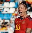 (FILES) Spain's forward Jenni Hermoso celebfates scoring a goal during the women's international friendly football match between Spain and Norway at the Can Misses stadium in Ibiza on April 6, 2023. Spanish football legend Andres Iniesta on August 27, 2023 joined the growing number of voices denouncing the country's federation president, Luis Rubiales, saying his forced kiss with Jenni Hermoso after the women's World Cup final was 