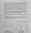 Ultima página firmada del acuerdo entre PSOE y Junts per Catalunya rubricado hoy en Bruselas entre el representante del PSOE, Santos Cerdán y el secretario general de Junts, Jordi Turull