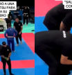Un Golden Retriever se mete en un ring de Jiujitsu para defender a su amo: 