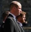 WINDSOR, ENGLAND - APRIL 17: Prince William, Duke of Cambridge and Prince Harry arrive for the funeral of Prince Philip, Duke of Edinburgh at St George's Chapel at Windsor Castle on April 17, 2021 in Windsor, England. Prince Philip of Greece and Denmark was born 10 June 1921, in Greece. He served in the British Royal Navy and fought in WWII. He married the then Princess Elizabeth on 20 November 1947 and was created Duke of Edinburgh, Earl of Merioneth, and Baron Greenwich by King VI. He served as Prince Consort to Queen Elizabeth II until his death on April 9 2021, months short of his 100th birthday. His funeral takes place today at Windsor Castle with only 30 guests invited due to Coronavirus pandemic restrictions. (Photo by Victoria Jones - WPA Pool/Getty Images)