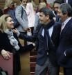 Susana Camarero, Carlos Mazón y Vicente Barrera, ayer en Les Corts