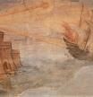 Interpretación artística del rayo de calor de Arquímedes realizado por Giulio Parigi en 1599