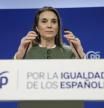 La secretaria general del PP, Cuca Gamarra, durante la rueda de prensa posterior a la reunión de coordinación y seguimiento por el presunto caso de corrupción que implica al ex ministro socialista y todavía diputado del PSOE, José Luis Ábalos, y a otros dirigentes y miembros del Partido Socialista y del Gobierno de Pedro Sánchez. EFE/ Mariscal
