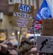 Muenster (Germany), 16/02/2024.- Protesters at Muenster town hall during a demonstration against the AfD (Alternative for Germany) New Year's reception in Muenster, Germany, 16 February 2024. The alliance 