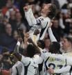 Real Madrid's Luka Modric celebrates with his teammates after scoring his team's first goal during a Spanish La Liga soccer match between Real Madrid and Sevilla at the Santiago Bernabeu stadium in Madrid, Spain, Sunday, Feb. 25, 2024. (AP Photo/Manu Fernandez)